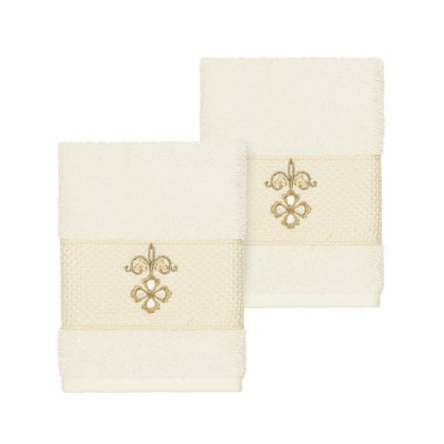 Linum Home Textiles Turkish Cotton Quinn Embellished Washcloth Set