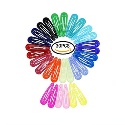 ThEast Snap Hair Clips 30 PCS No Slip Metal Hair Clip Barrettes Accessories for Toddlers Girls Kids Women (30PCS Solid Color)
