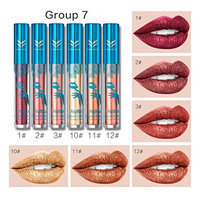 Ecosin 6 Colors Holographic Lip Gloss Metallic Diamond Long Lasting Lipstick Waterproof Hydrating Moisturizer Nutritious Lipstick Beauty 6pcs