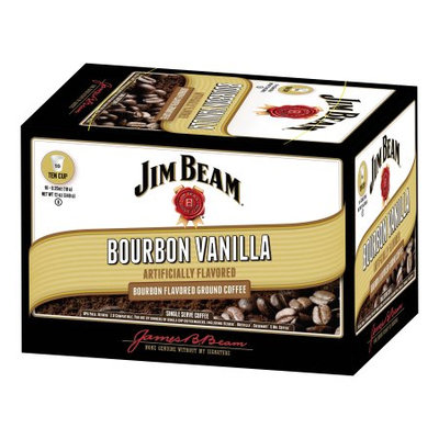 White Coffee Jim Beam Broubon Vanilla Ground Coffee 12oz.