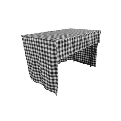 LA Linen TCcheck-OB-fit-48x24x30-BlackK24 Open Back Fitted Checkered Classroom Tablecloth White & Black - 48 x 24 x 30 in.