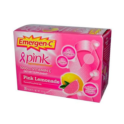 Emergen-C (30 Count, Pink Lemonade Flavor, 1 Month Supply) Dietary Supplement Fizzy Drink Mix with 1000mg Vitamin C, 0.33 Ounce Packets, Caffeine Free