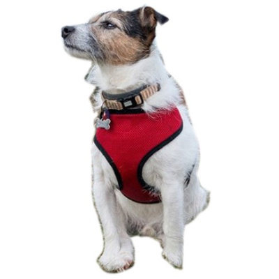 Medex 2 Layer Adjustable Added Dog Friendly Vest Harness By Animal Heaven-Color Red- Size LARGE