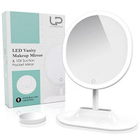 LivingPro Vanity Makeup Mirror with Upgraded Anti-Glare LED Lighting Controlled by Dimmable Touch Screen Sensor with 10X Spot Mirror for Details