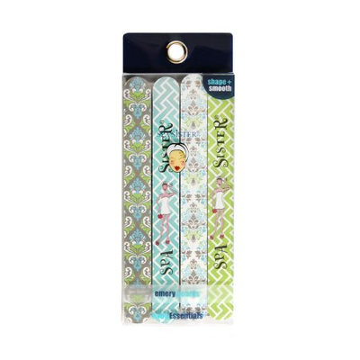 Spa Sister Emery Boards, Hamptons, 4 Ct