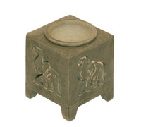 Om Nagchampa Om Design Elephant Square Stone Oil Burner Diffuser 3' Tea Light Candles SD235