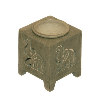 Om Nagchampa Om Design Elephant Square Stone Oil Burner Diffuser 3' Tea Light Candles SD235