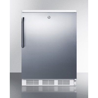 SUMMIT Built-in refrigerator-freezer with cycle defrost, front lock, stainless steel door, TB handle