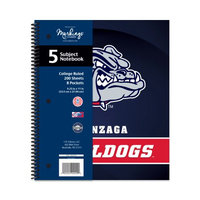Cr Gibson NCAA Gonzaga Bulldogs 5 Subject Spiral Notebook, 200 Sheets, College Rule