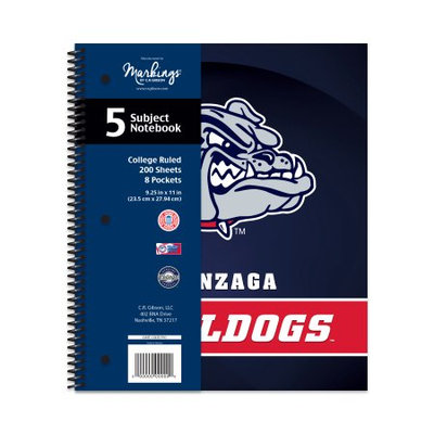 Cr Gibson NCAA Gonzaga Bulldogs 5 Subject Spiral Notebook, 200 Sheets, College Rule