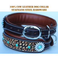 Rhinestone Dog Puppy Collar Crystal Western Cow Leather 6028CO85