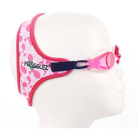 Frogglez Comfort Kids Swimming Goggles with Custom Fit Neoprene Straps, Unisex, Ages 3-12, Pink Whale Pattern