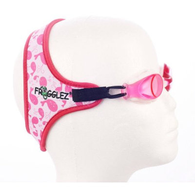 Frogglez Comfort Kids Swimming Goggles with Custom Fit Neoprene Straps, Unisex, Ages 3-12, Pink Whale Pattern