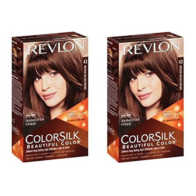 Revlon ColorSilk Hair Color 43 Medium Golden Brown 1 ea (Pack of 2) + FREE LA Cross Blemish Remover 74851