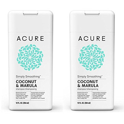 Acure Organics Coconut Straightening Brazilian Keratin Coconut Water + Marula Oil Natural Shampoo, 8 fl. oz. (Pack of 2)