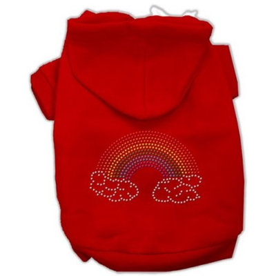 Mirage Pet Products Rhinestone Rainbow Hoodies, Size 18, Red