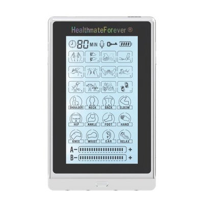 HealthmateForever T24AB3 Best TENS Unit EMS Device Mini ElectroTherapy Machine For Pain Relief ElectroTherapy Pulse Massager E Stim Unit Handheld Elecro stimulation - White