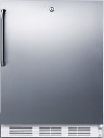 SUMMIT ADA compliant built-in undercounter all-refrigerator with stainless steel door, towel bar handle, and front lock
