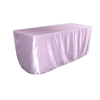 LA Linen TCbridal-fit-96x48x30-LilacB45 Fitted Bridal Satin Tablecloth Lilac - 96 x 48 x 30 in.