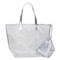 Transparent Polyester Tote Bag w/ Cosmetics Bag
