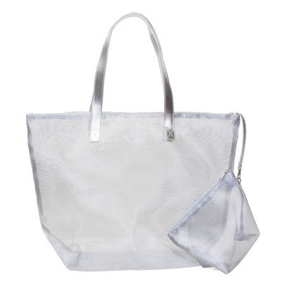 Transparent Polyester Tote Bag w/ Cosmetics Bag