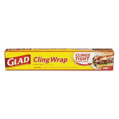 Glad Food Packaging Materials and Labels 12 in. x 200 ft. Clear Plastic Cling Wrap (12-Case) CLO 00020
