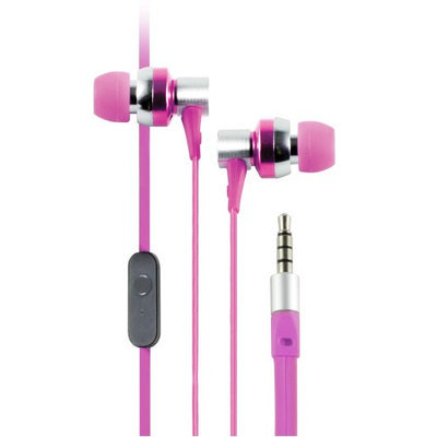 Cliptec Pink G-Hallo Music Stereo 3.5mm Wired In-Ear Headphones Noise Isolation In-line Control /Mic