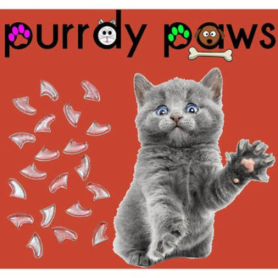Soft anti scratch nail caps for cat claws * clear * small size * Purrdy Paws brand