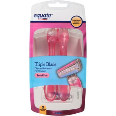 Equate Sensitive Triple Blade Disposable Razors for Woman, 3 count