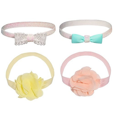 Lux Accessories Assorted Bow Baby Girl Infant Hair Accessories Headband Set 4PC