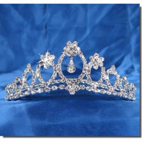 SparklyCrystal Princess Bridal Wedding Tiara Comb With Flower Crystal Center 62095