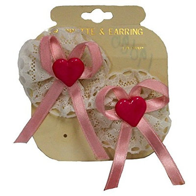 LACE RIBBON AND HEART CHILD OR BABY BARRETTE