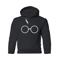 Harry Potter Glasses Lightning-Bolt Scar Youth Hoodie Black Medium