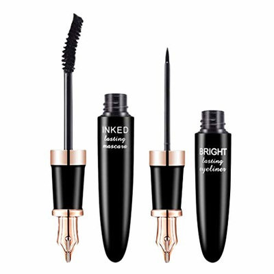 Baoblaze Set of 2 Black Volumizing Dense Mascara Waterproof Liquid Eyeliner Makeup Eye Beauty