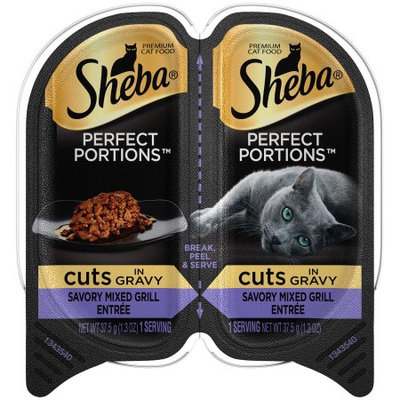 Mars Petcare SHEBA PERFECT PORTIONS Cuts in Gravy Savory Mixed Grill Entree Wet Cat Food 2.6 oz.