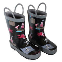 Black Pirates Boys Rain Boots 11-3