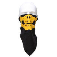 NUNEZ BEST QUALITY 100% COTTON YELLOW SKULL FACE MASK - YELLOW SKULL soft cotton velcro back Motorcycle 1/2 Face SKI Mask