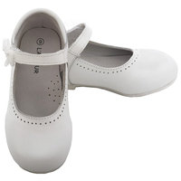 L'Amour White Leather Flower Mary Jane Velcro Shoe Little Girl 11-4