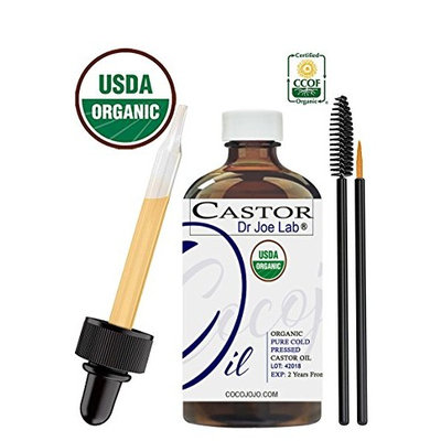 Castor Oil 1 oz USDA Organic Certified Cold-Pressed W Applicators 100% Pure, Hexane-Free Castor Oil - Ricinus Communis Moisturizing For Dry Skin Hair Care Eyelashe Eyebrows Caster Oil Coco Jojo