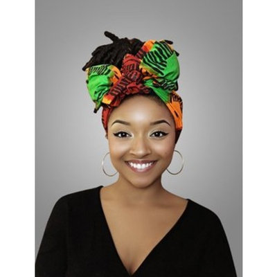 Red, Yellow & green African Headwrap - Kente Scarves, Ankara Headwraps, Kente Headwraps