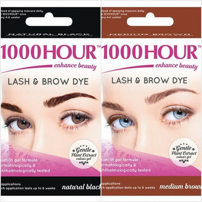 1000 Hour Eyelash & Brow Dye Kit Permanent Mascara Natural Gentle Plant Extract (Natural Black & Medium Brown)