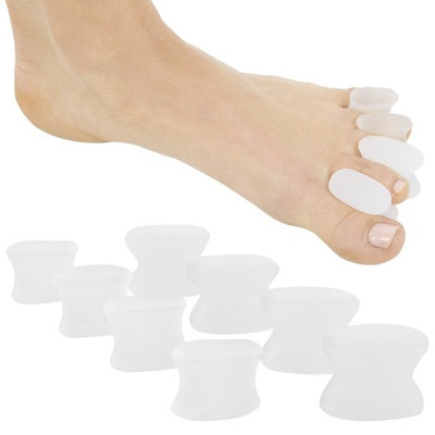 ViveSole Toe Spreaders (8 PIECES) - Silicone Gel Feet Separator Spacers - Straighten Overlapping Toes - Foot Yoga Stretchers for Men, Women Pain Relief - Bunion, Toe Alignment Corrector - Pedicure Aid