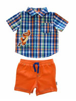 Disney Infant Boys Tigger Bounce Champion Plaid Shirt & Shorts Set 6-9 months