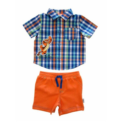 Disney Infant Boys Tigger Bounce Champion Plaid Shirt & Shorts Set 6-9 months