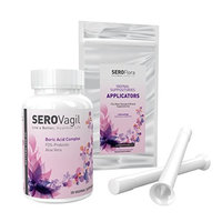 SEROVagil Boric Acid Suppositories 800mg, 28 Suppositories, 7 Applicators with FOS-Prebiotic (Probiotic Enhancer) & Aloe Vera - pH Balance for Women - Made in USA