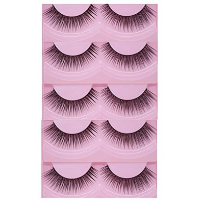 Bluelans 5 Pairs Black Natural Sparse Cross Long Eye Lashes False Eyelashes Extension