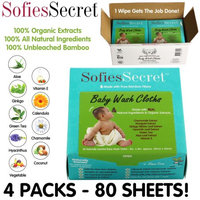 Moist Towel Services SofiesSecret Fragrance FREE Bamboo Baby Wipes, 100% Organic Ingredients, 80 Count, 8
