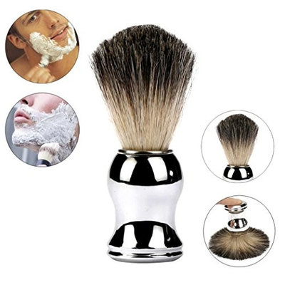 DZT1968 1pc Luxury 100% Pure Badger Hair Shaving Brush Alloy Handle Best Shave Barber silver