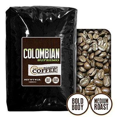 100% Colombian Supremo Coffee, Whole Bean, Fresh Roasted Coffee LLC (5 lb.)
