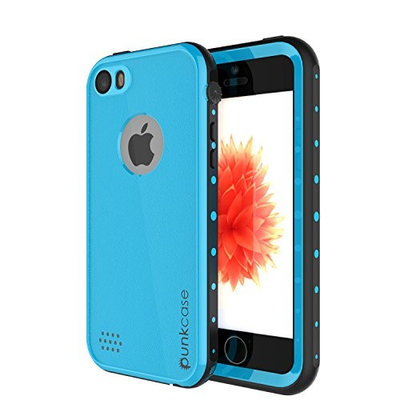 iPhone SE Waterproof Case, PUNKcase StudStar Light Blue Apple iPhone SE Waterproof Case W/ Attached Screen Protector Lifetime Warranty